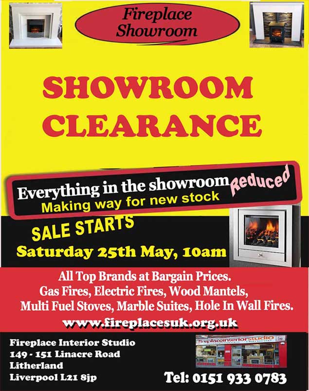 may day stock fire and fireplace clearance sale